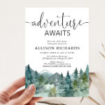 Adventure awaits rustic mountains baby shower invitation<br><div class="desc">For more advanced customization of this design,  simply select the "Customize It" button above!</div>