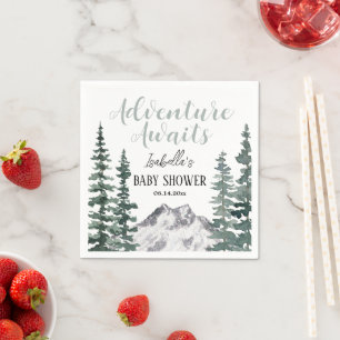 Adventure Awaits Rustic Mountains Baby Shower Napkin