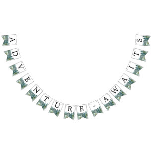 Adventure Awaits rustic mountains  Bunting Flags