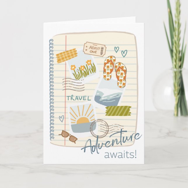 Adventure Awaits Scrapbook Travel Design  Card (Front)