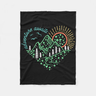 Adventure Awaits Shirt Explore More Nature Hiking  Fleece Blanket