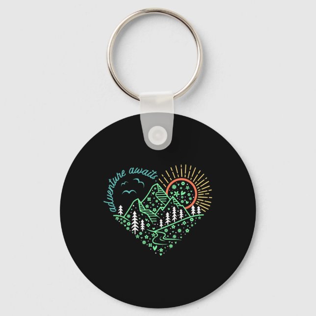 Adventure Awaits Shirt Explore More Nature Hiking  Keychain (Front)