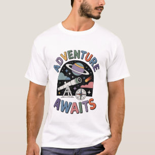 Adventure Awaits Space Telescope Explorer Vibes T-Shirt