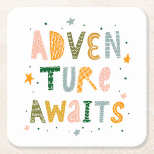 Adventure Awaits Square Paper Coaster