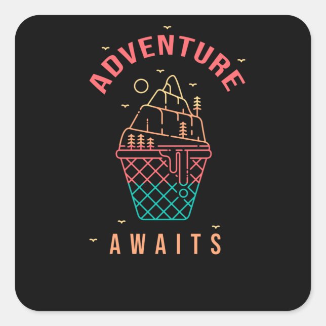Adventure Awaits Square Sticker (Front)