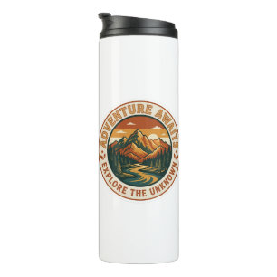  Adventure Awaits Sticker - Vintage Mountain Natio Thermal Tumbler