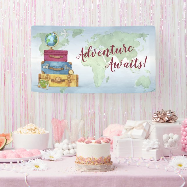 Adventure Awaits Suitcases Farewell Banner (Party)