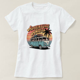 Adventure Awaits - T-shirt Retro Travel Van