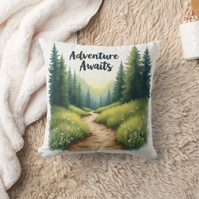 Adventure Awaits Throw Pillow (Blanket)