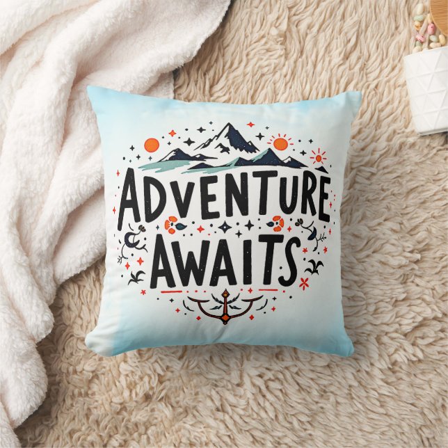 Adventure Awaits Throw Pillow (Blanket)