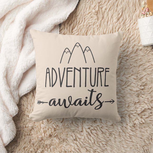 Adventure Awaits Throw Pillow (Blanket)
