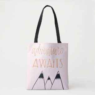 Adventure awaits tote bag