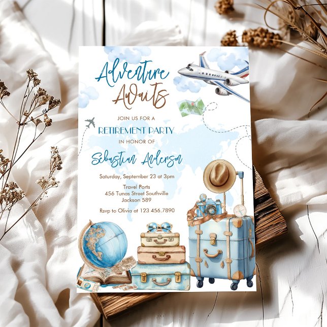 Adventure Awaits Travel Retirement Invitation (Creator Uploaded)