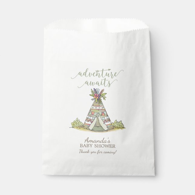 Adventure Awaits Tribal  Baby Shower Favour Bags (Front)