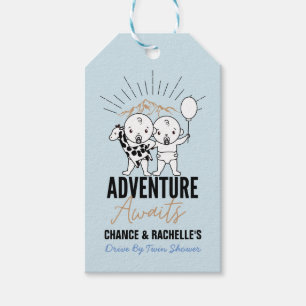 Adventure Awaits  Twin Boys  Minimal Baby Shower Gift Tags