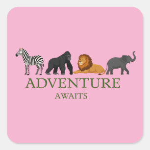 Adventure Awaits - Vintage Binoculars and Mountain Square Sticker