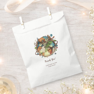 Adventure Awaits Vintage Globe Baby Shower Favour Bag