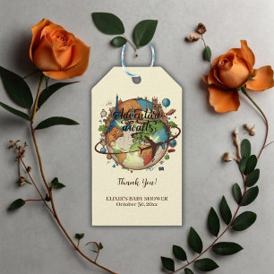Adventure Awaits Vintage Globe Baby Shower Gift Tags