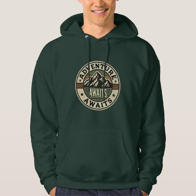 Adventure Awaits - Vintage Outdoors Hoodie (Front)