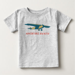 Adventure Awaits Vintage Plane Baby T-Shirt