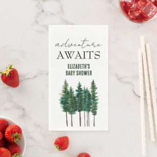Adventure Awaits Watercolor Rustic Pine Trees Napkin