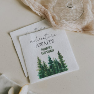 Adventure Awaits Watercolor Rustic Pine Trees Napkin