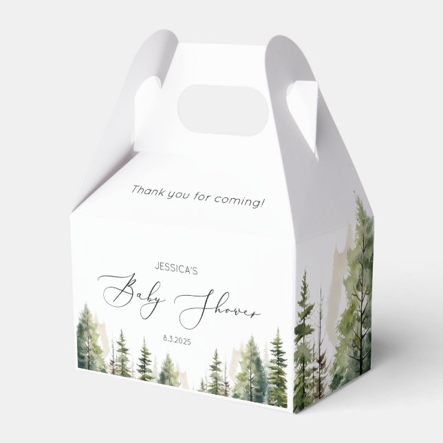 Adventure awaits wild forest baby shower favor box (Front Side)