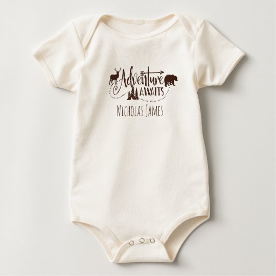 "Adventure Awaits" Wilderness Personalized Baby Bodysuit