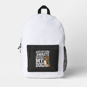 Adventure Awaits With My Dog Hiking Printed Backpack