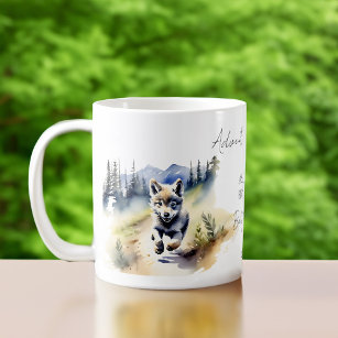 Adventure awaits wolf cub with baby shower favours coffee mug