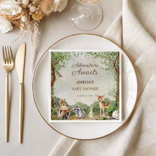 Adventure Awaits Woodland Baby Shower Napkins