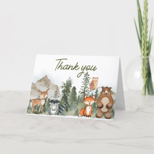 Adventure Awaits Woodland Baby Shower Thank You Card