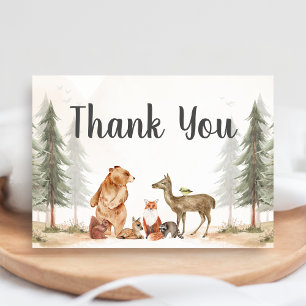 Adventure Awaits Woodland Baby Shower Thank You Card