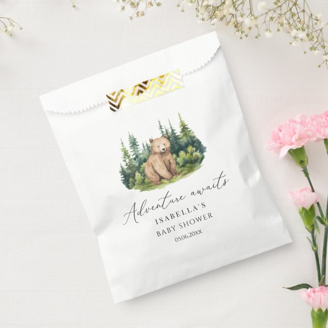 Adventure Awaits Woodland Bear Baby Shower Favour Bag (Sealed)