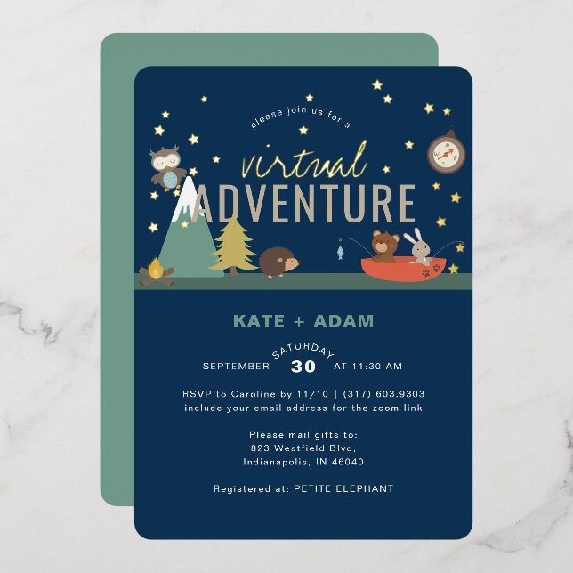 Adventure Awaits Woodland Boy Virtual Baby Shower  (Front/Back)