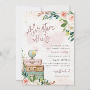 Adventure Awaits World Map Baby Shower Invitation