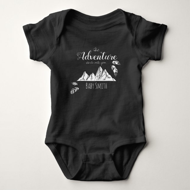 Adventure awaits you customizable name baby bodysuit (Front)
