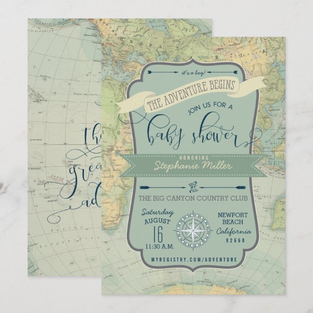 Adventure Baby Boy Shower Invitations (Devant / Derrière)