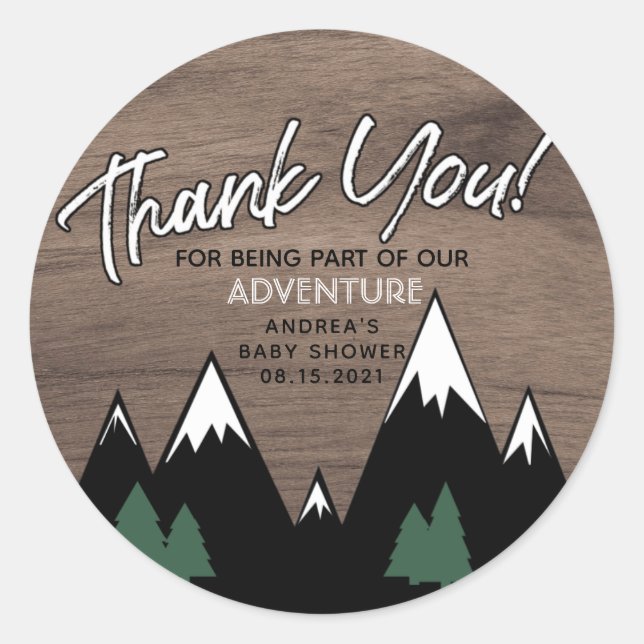 ADVENTURE, BABY SHOWER,BABY BOY,OH BOY Invitation Classic Round Sticker (Front)