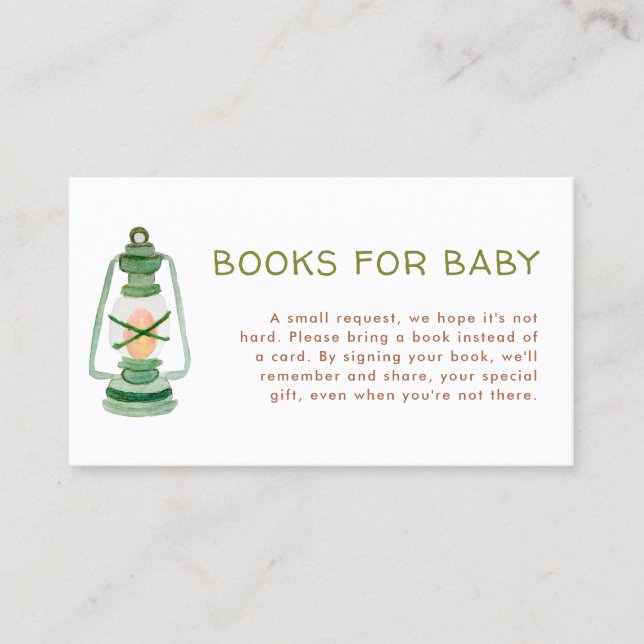 Adventure Baby Shower Books for Baby Enclosure Business Card (Front)