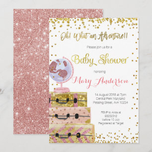 Adventure Baby shower Invitation Gold Parties scin