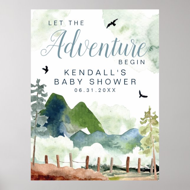 Adventure Baby Shower Welcome Sign (Front)