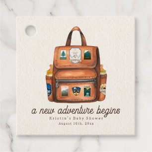 Adventure Backpack + Bottles Woodland Baby Shower Favour Tags