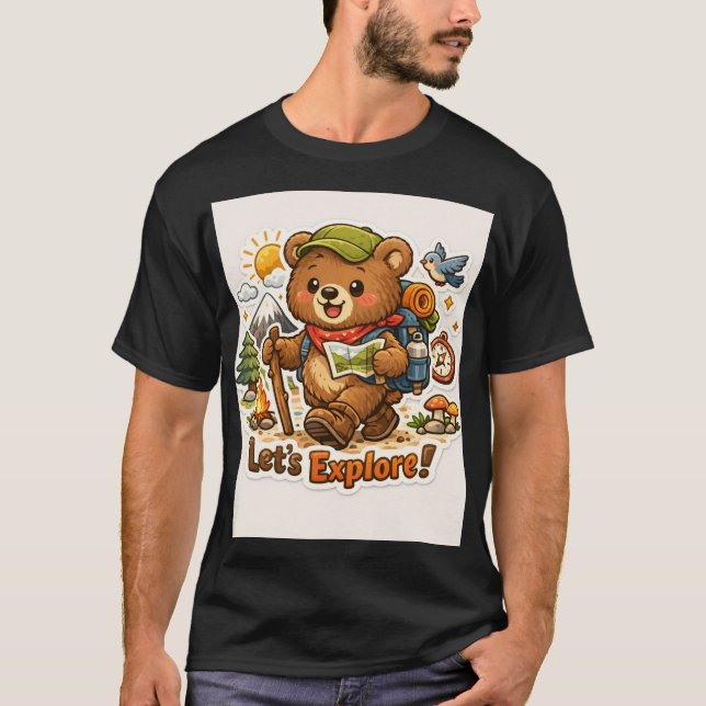 Adventure Bear Sticker T-Shirt (Front)