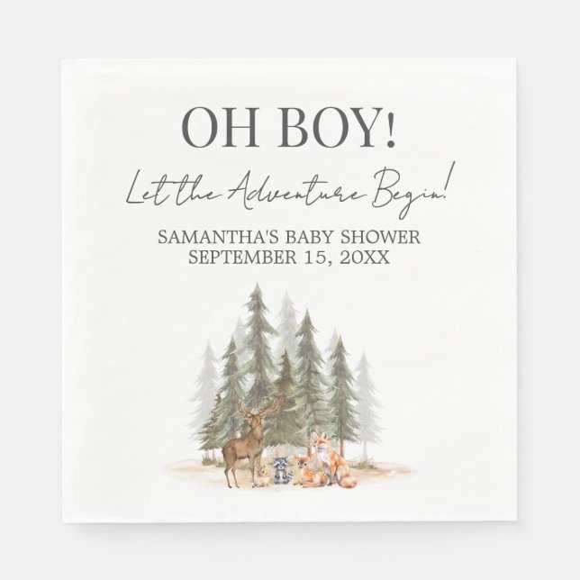 Adventure Begin Baby Shower Napkin (Front)