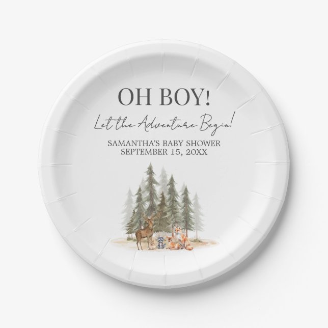 Adventure Begin Baby Shower Paper Plate (Front)