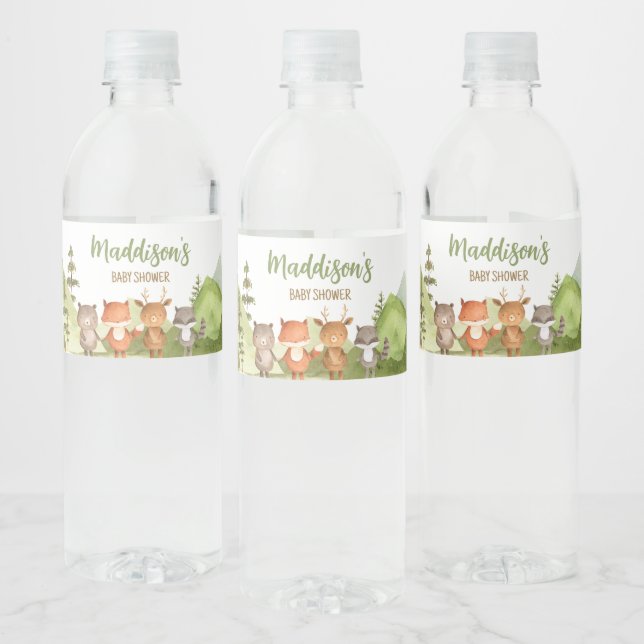 Adventure Begin Forest Mountain Baby Shower  Water Bottle Label (Bottles)
