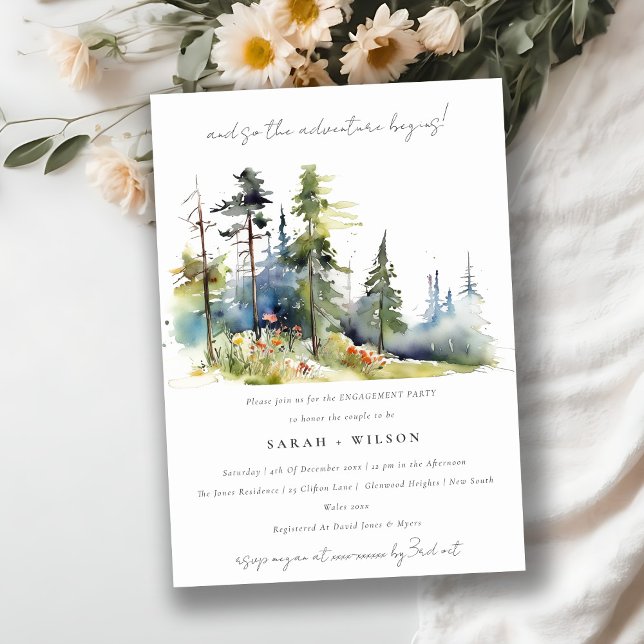 Adventure Begin Pine Forest Landscape Engagement Invitation (Creator Uploaded)