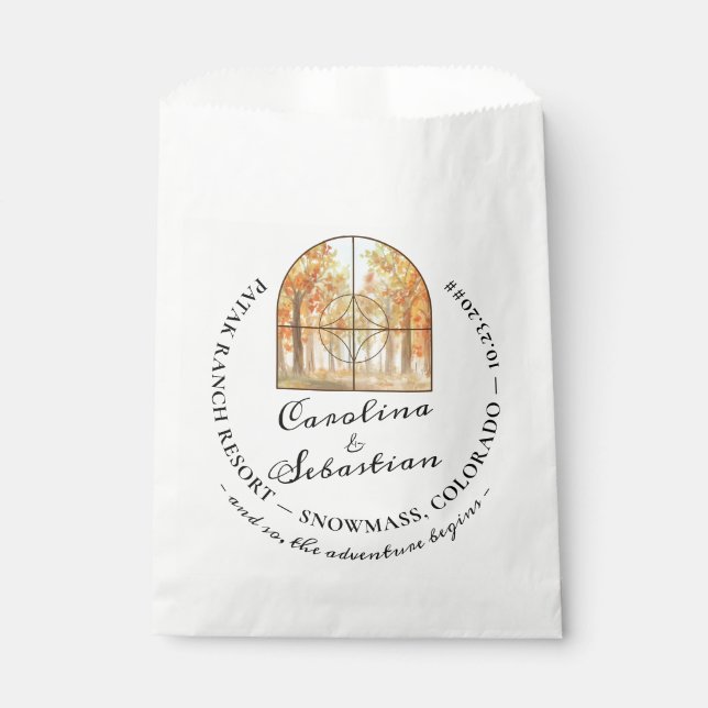 Adventure Begin Rocky Mountain Destination Wedding Favour Bag (Front)