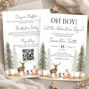 Adventure Begin Woodland All in One Baby Shower Invitation